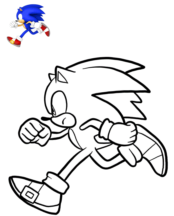 Coloriage Sonic Le Hérisson A Pleine Vitesse - Sonic à imprimer
